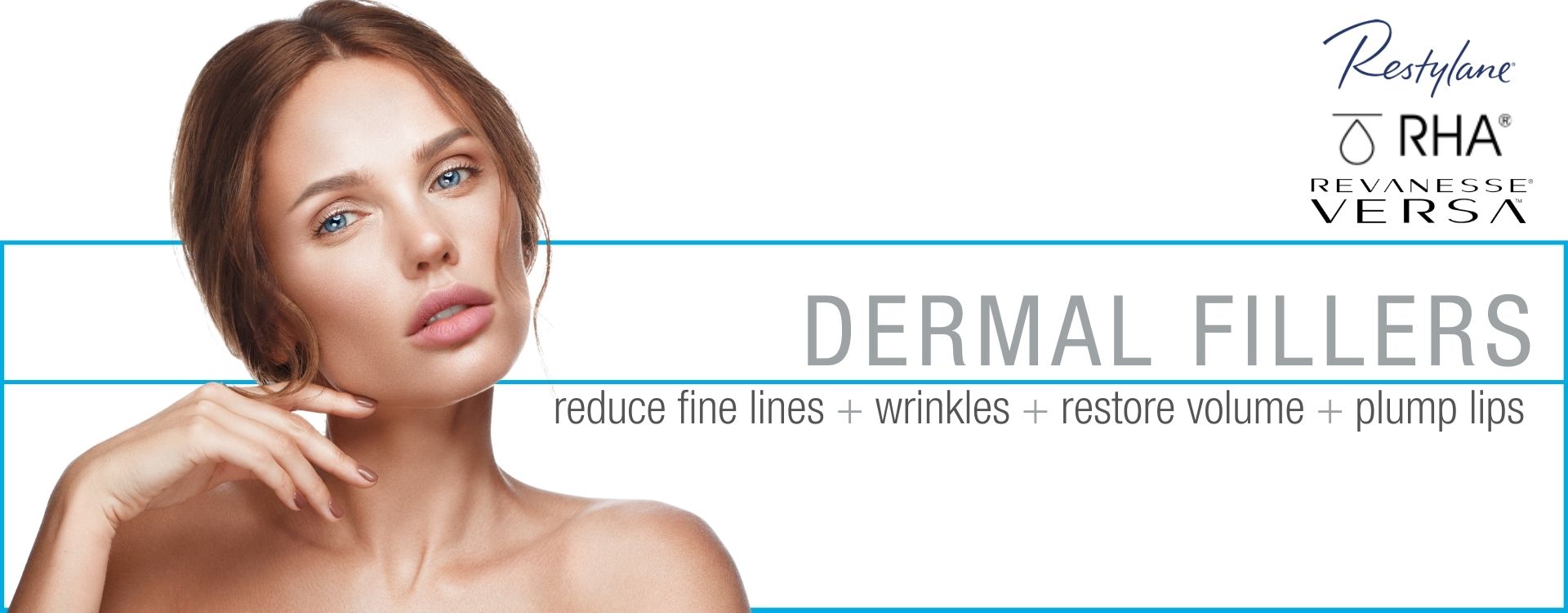 woman with beautiful face promoting dermal fillers treatment in Goldsboro, NC at ABM Wellness.
